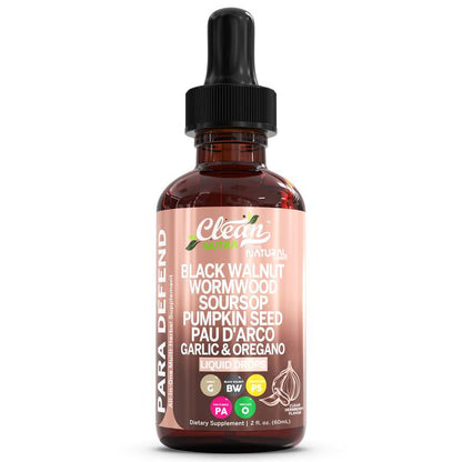 Para Defend Black Walnut Liquid Drops with Sweet Wormwood, Soursop, Garlic, Pumpkin Seed, Pau D'Arco, Oregano, Turmeric, Berberine and Neem Tincture