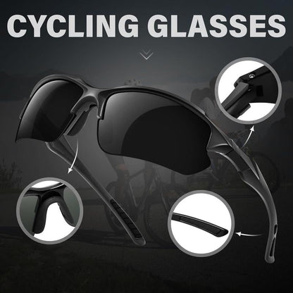 4-Pack Polarized Sports Glasses for Men and Women - Windproof Outdoor Eyewear for Baseball, Running, Fishing, Golf, and Driving + LED Glowing Pumpkin Skull Party Rings for Ultimate Cosplay Fun!