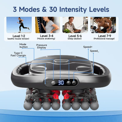 42-Ball Massage Gun 30-Level Intensity Adjustment 9 Massage Modes Effectively Relieves Back, Shoulder, Leg, and Foot Pain Quiet Muscle Massager Features Red Light Therapy Adjustable Settings Ideal for Daily Use Perfect Christmas Gift Choice