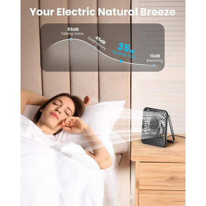 USB Desk Fan, Strong Wind Ultra Quiet Small Personal Fan with 180° Tilt Folding and 3 Speeds Adjustable, USB-C Corded Powered Mini USB Fan for Office Desktop Bedroom