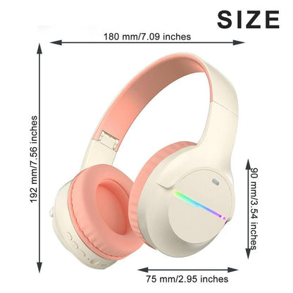 Kids Bluetooth Headphones, Colorful LED Lights Wireless Kids Headphones, Built-In Mic, Over-Ear Bluetooth 5.3 Headphones Built-In Mic for School Travel Ipad Tablet Airplane,Christmas Gift