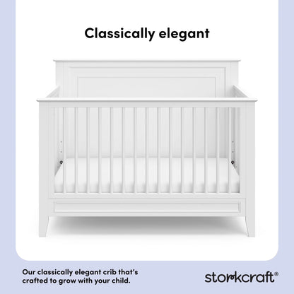 Solstice 5-In-1 Convertible Baby Crib, White