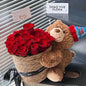 Valentine’S Day Teddy Bear with Eternal Rose Bouquet, Preserved Flower Plush Bear, Romantic Birthday Gift for Her Gift Sets