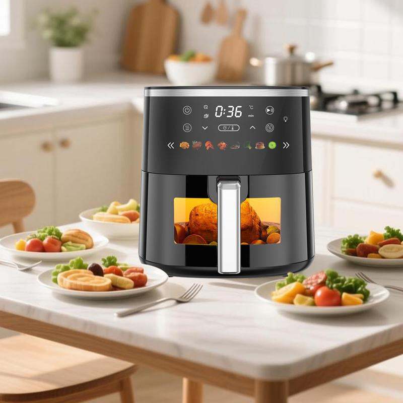 6QT Digital Air Fryer with Visible Window 8 Preset Functions Adjustable Temperature Timer 1550W Power for Crispy Fries Chicken & More Ideal Christmas Gift for Home Kitchen Appliances Multifunction