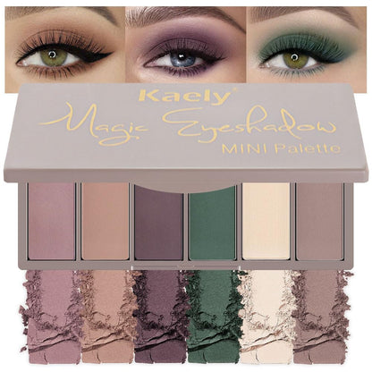 Kaely 6 Colors Mini Rose Pink Eye Shadow Palette Makeup, Mauve Plum Matte Shimmer Eyeshadow Palette for Older Women Highly Pigmented Waterproof, Paleta De Sombras De Ojos, Vegan & Cruelty-Free, 04