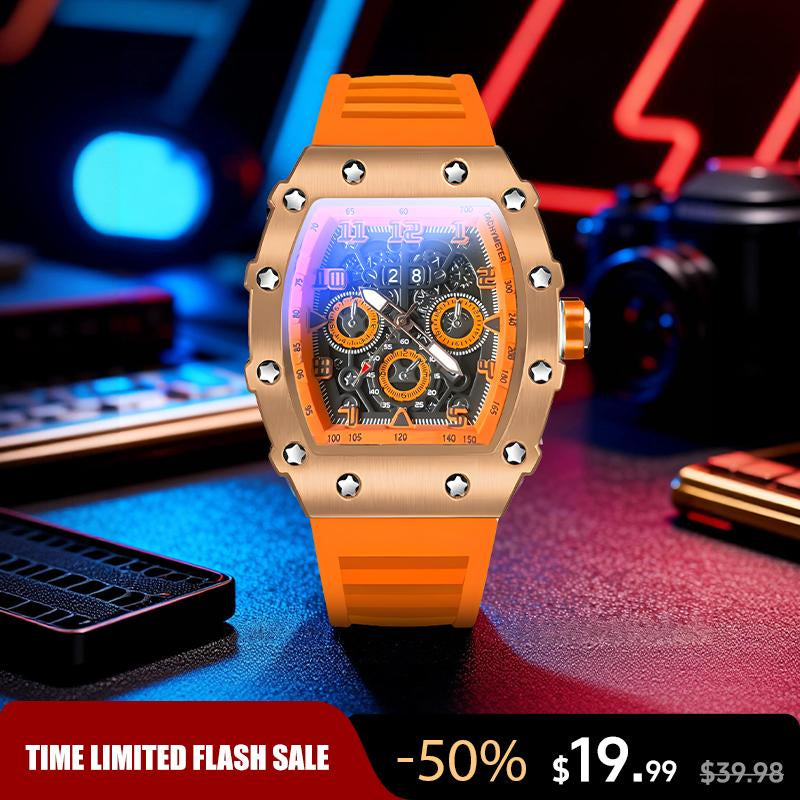 Men'S Colorful Punk Style Quartz Watch, Multi.Functional Waterproof Dual Display Wristwatch, Trendyfashion Sport Watch, Birthday Gift with Gift Boxfashionable Wristwatch Multifunctional Men Luminous Hand