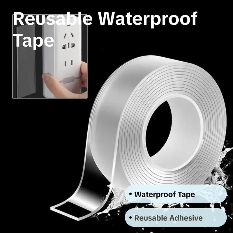 Double-Sided Waterproof Tape, 1 Roll Reusable Waterproof Double-Sided Tape, Adhesive Tape for Office Home Kitchen Dormitory Daily