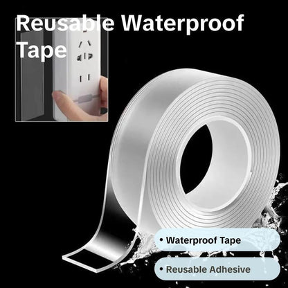 Double-Sided Waterproof Tape, 1 Roll Reusable Waterproof Double-Sided Tape, Adhesive Tape for Office Home Kitchen Dormitory Daily