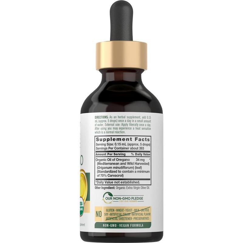 Carlyle Organic Oil of Oregano Liquid Drops | 2 Fl Oz | Vegan Herbal Supplement | Non-Gmo, Gluten Free