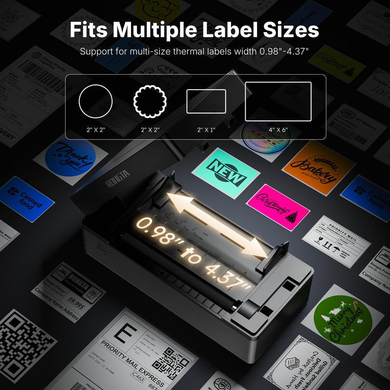 RONGTA Shipping Label Printer, Bluetooth Wireless Thermal Label Printer, Compatible with Ios, Android, Windows, Mac, Chromebook, Widely Used for Etsy, Ebay, Shopify, USPS