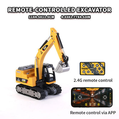 Hotfree 1/64 Mini RC Forklift, Remote Control Excavator, 11 Channel 2 Mode 2.4Ghz Remote Control Alloy Construction Vehicles Set with USB-C Rechargeable, 2 in 1 Transformable Lift Fork & Hook, Birthday Christmas Gift for Kids Adults Boys and Girls