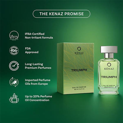 KENAZ AROMATIC ARTISTRY TRIUMPH | Men'S Fragrance | Perfume for Men | Cedar Top Note | 100 Ml Pack | 3.4 Fl. Oz. | Woody and Spicy Fragrance | Gift for Men | Eau De Parfum EDP