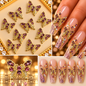 Queen - Nail Charms 10pc - #122 Gold Butterflies w/ Smokey Stones