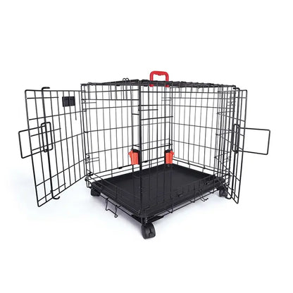 M-Pets Voyager Medium 2-Door Rolling Dog Crate Black 76x48x53cm