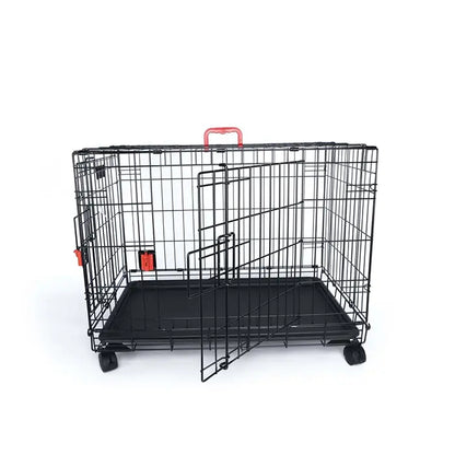 M-Pets Voyager Medium 2-Door Rolling Dog Crate Black 76x48x53cm