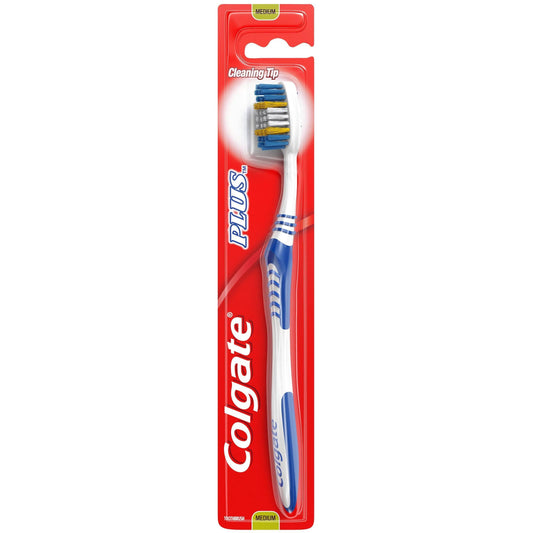 Colgate Plus Adult Manual Toothbrush, Medium Bristles, Deep Clean Design, 1 Count