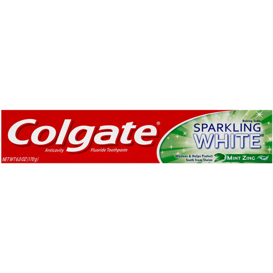 Colgate Sparkling White Whitening Toothpaste Gel, Mint Zing Flavor, 6 oz (170g)