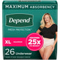 Depend Fresh Protection Incontinence Underwear for Women, XL, 26 Count – Maximum Absorbency