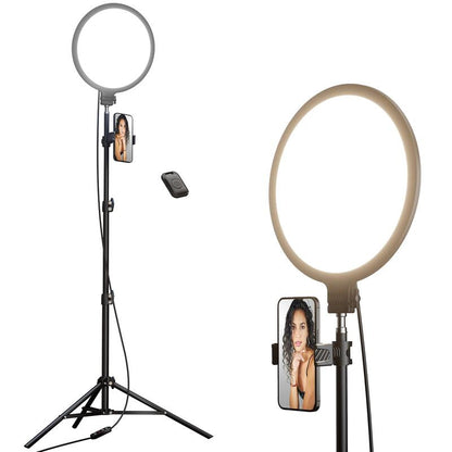 Weilisi 10.5" Ring Light with 69" Tripod Stand and Phone Holder Kit, Full-Screen Zoom Lighting for Video Recording, Makeup, Live Stream, Dimmable LED Selfie Ring Light Tripod for Iphone with Remote