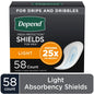 Depend Shields for Men, Incontinence Pads with Light Absorbency, 58 Count