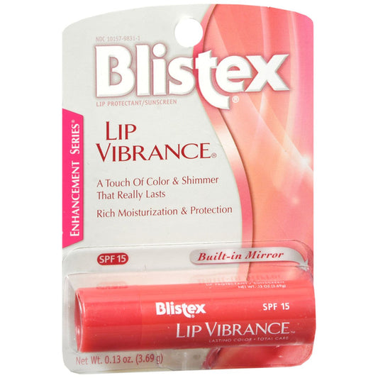 Blistex Lip Vibrance Tinted Lip Balm with SPF 15, Shimmering Color & Built-in Mirror, 0.13 oz Stick