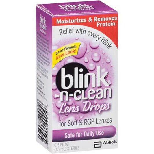 Blink-N-Clean Lens Drops, Lubricating & Cleaning Eye Drops for Contacts, 0.5 fl oz