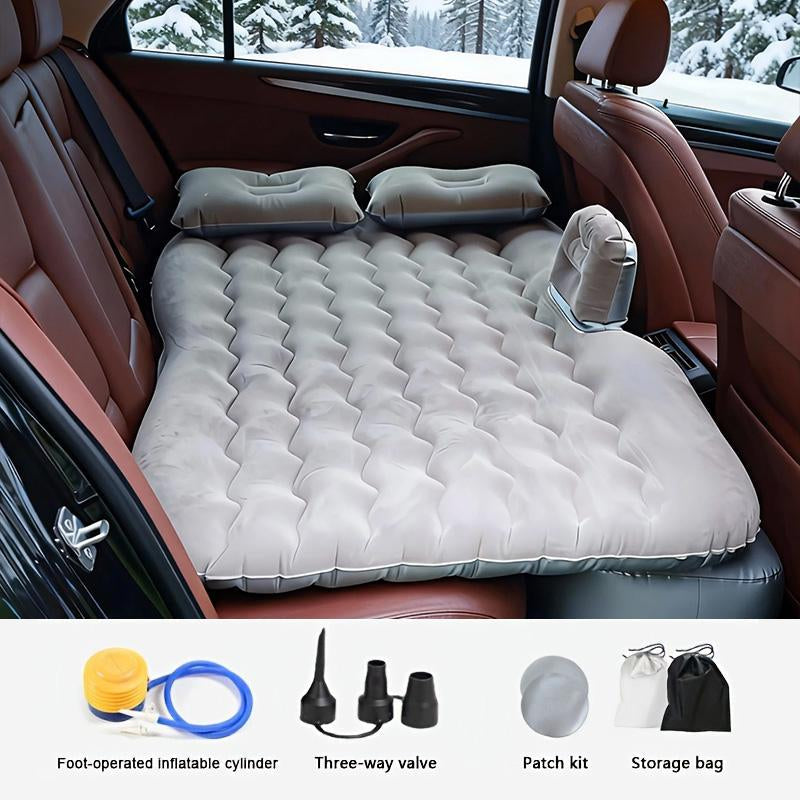 Car Backseat Air Mattress Inflatable Travel Bed for SUV Sedan Holiday Road Trip Sleeping Pad Comfortable Rest for Kids Pets Soft Flocking Wavy Support