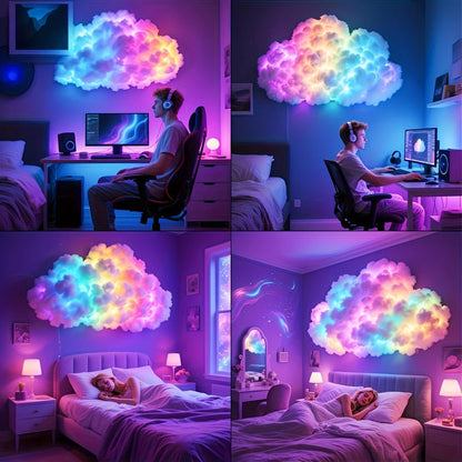 157.48Inled Cloud Light with Music Rhythm, DIY Thundercloud Night Light for Bedroom & Gaming Room - USB Powered, Vibrant Glow, Perfect for Christmas Gifts, Holiday Office, Hotel, Party, Cafe, Bedroom Ambiance | Dynamic Visual Effect | Decorative Lighting