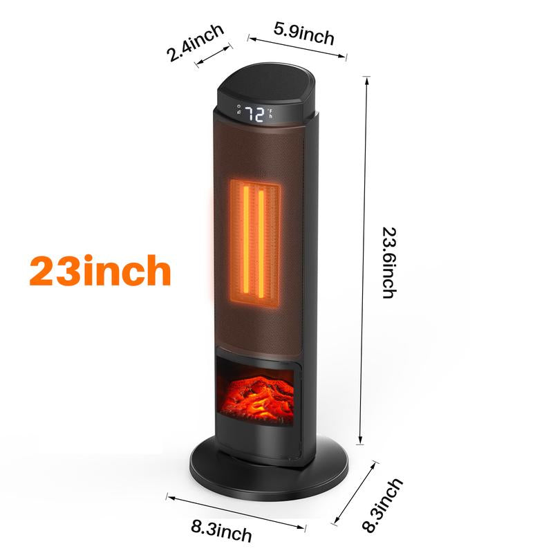 【Clearance】Space Heater for Indoor Use, 23Inch Portable Heater with Remote and Thermostat,7 Light Modes, 70°Oscillation, 12H Timer, up to 95°F, Tip-Over Protection