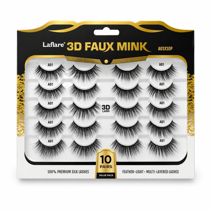 3D Faux mink - Premium Silk Lashes (10 Pairs)