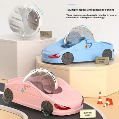 Hamster Car Sports Car with Golden Bear Running Ball Running Wheel for Small Pets Hamster Toy Car with Rolling Wheel Fun Exercise Play
