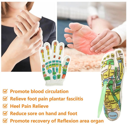 Reflexology Socks Gloves Hand Foot Massage Soothing Relaxing Therapy Pain Relief Improve Circulation Health Personal Foot Care