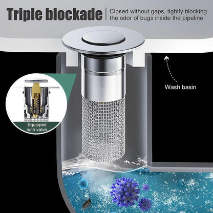 Citydry-Bathroom Sink Stopper Hair Catcher Universal Pop up Sink Drain Filter with Stainless Steel Filter Basket & Brass Drain Plug