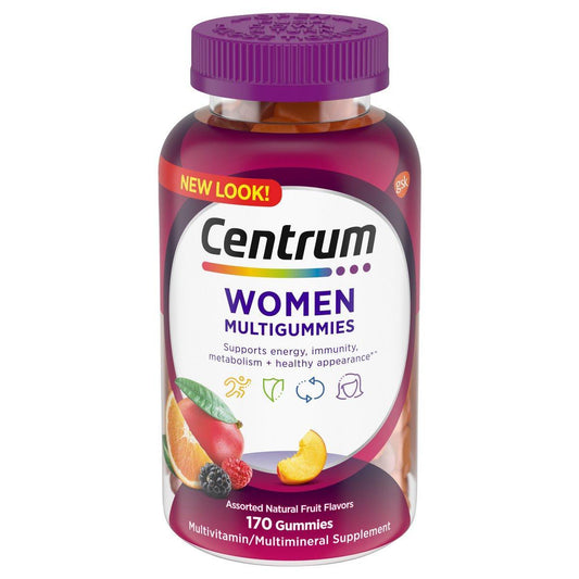 Centrum Women Multivitamin Gummies, 170 Count – Assorted Fruit Flavors, Energy, Immunity & Beauty Support