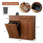 Giratree Tilt Out Trash Can Cabinet, Wood Kitchen Garbage Bin with Drawer, Fluted 10 Gallon Laundry Hamper Cabinet, Farmhouse Hidden Trash Can for Kitchen, Living Room