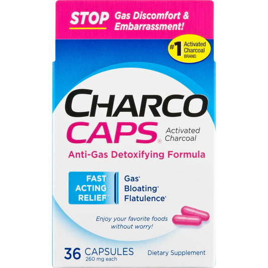 CharcoCaps Activated Charcoal 260 mg - 36 Capsules
