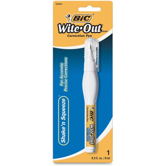 BIC Wite-Out Brand Shake 'n Squeeze Correction Pen - 6 Count - White