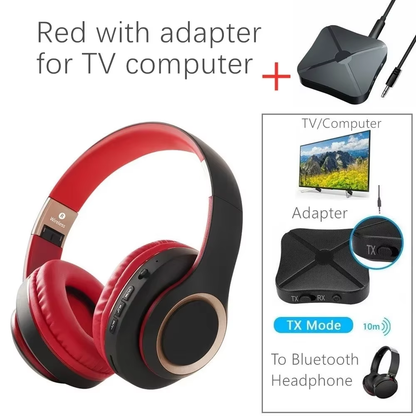 15 Hours Play Wireless Headset Bluetooth Television Headphone with Mic,Bluetooth Adapter Built-In Battery,For TV Computer