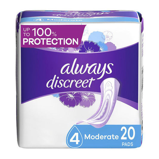 Always Discreet Incontinence Pads, Moderate Absorbency, Regular Length, (3 Packs of 20)