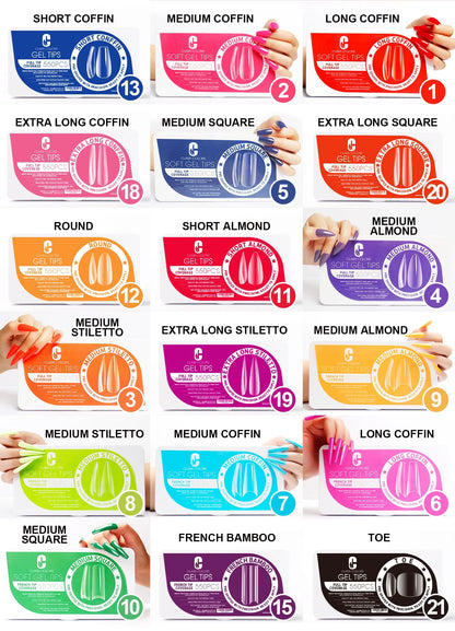Clara Color - Full Cover Gel Tips - #13 Short Coffin 550pcs