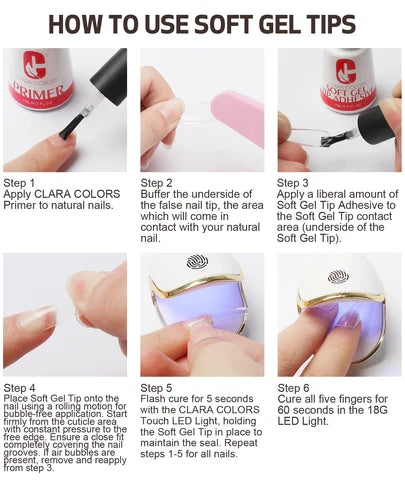 Clara Color - Full Cover Gel Tips - #01 Long Coffin 550pcs