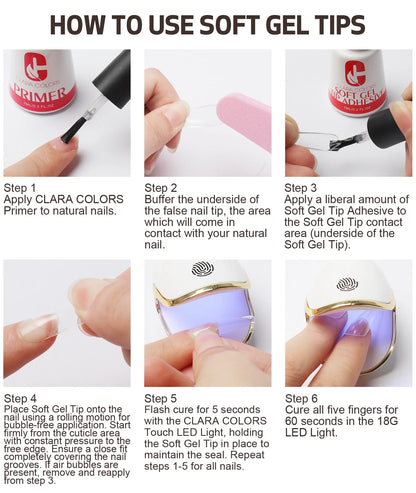 Clara Color - Full Cover Gel Tips - #18 Extra Long Coffin 550pcs