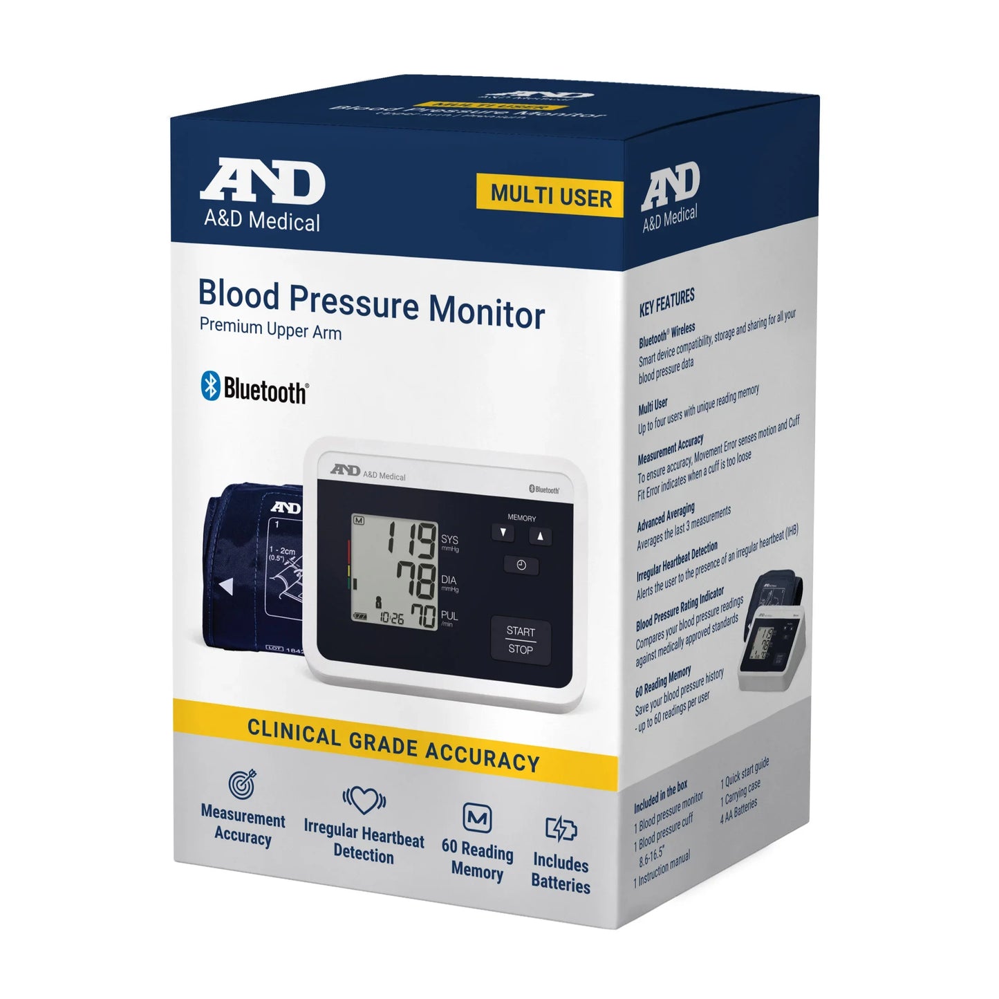 Advanced Bluetooth Blood Pressure Monitor, Upper Arm Gold Edition – Multi-User Sharing