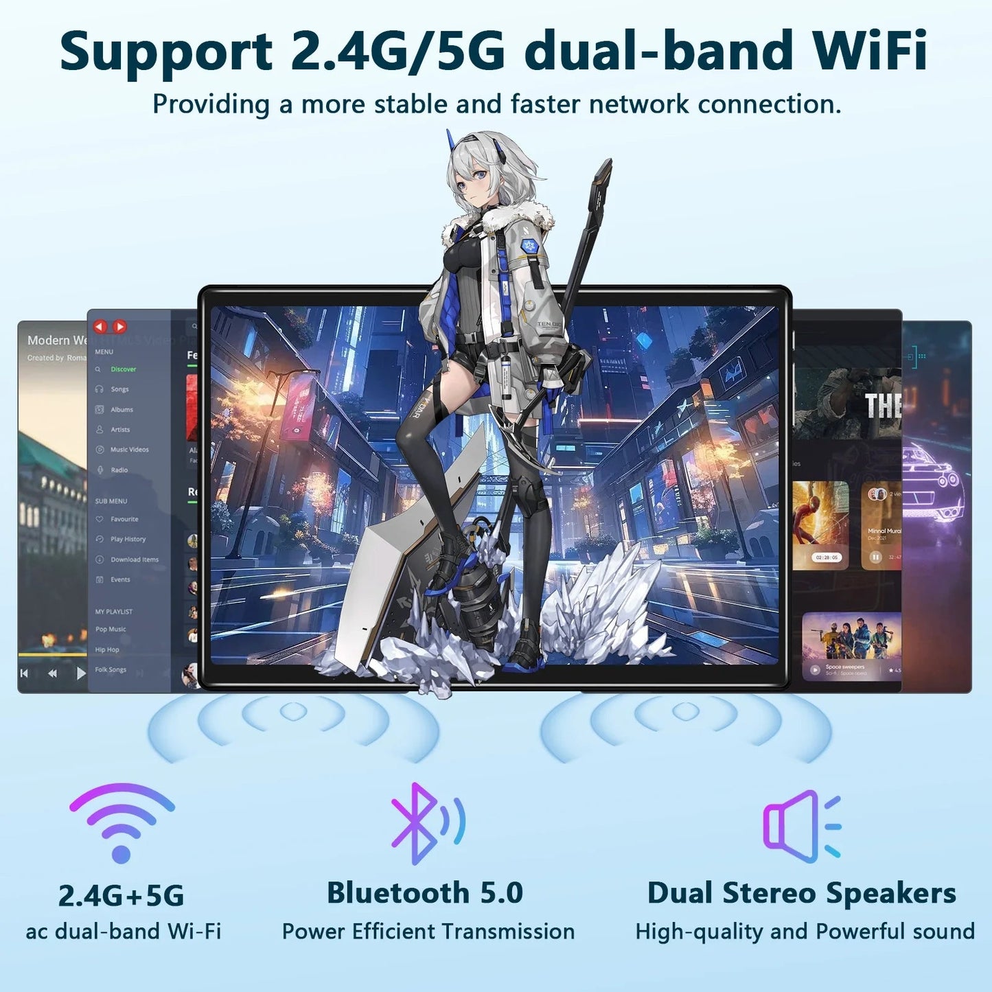Tablet 2026 Newest Android 14 Tablet, 10 Inch Tablet,5G Wi-Fi Tablet Computer,2 in 1 Tablet with Keyboard, 128GB ROM+16(8+8)GB RAM + 1TB Expand,Octa-Core Processor,1920 * 1200 Ips,Bluetooth,Gps,Black