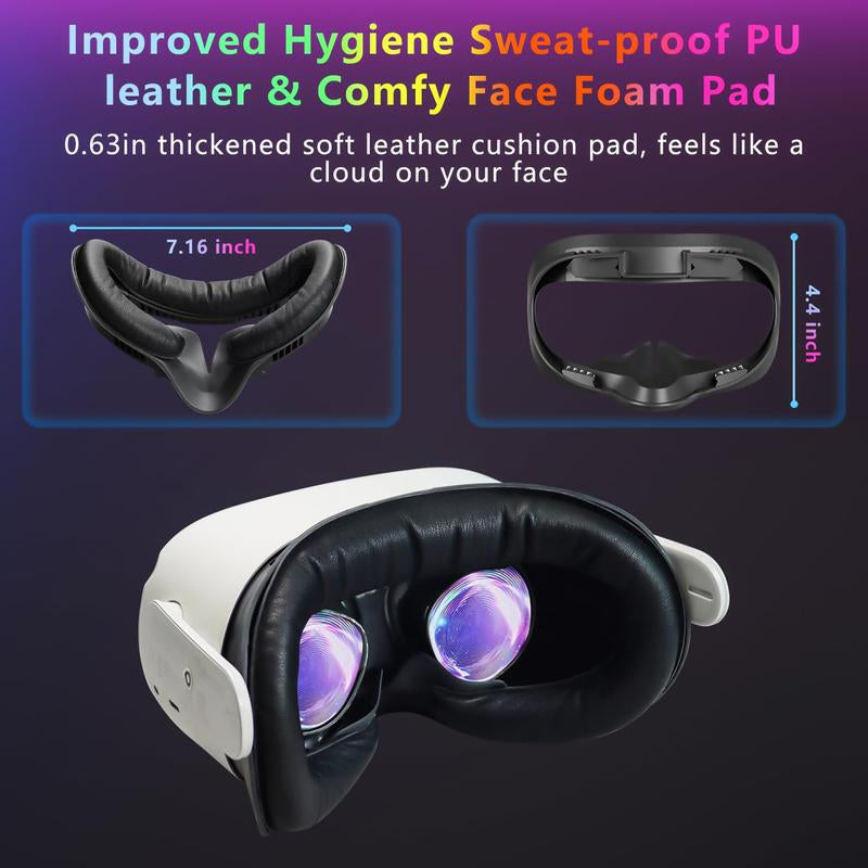 Face Pad & Face Cover Cushion Replacement Compatible with Oculus/Meta Quest 2 -VR Accessories Facial Interface Bracket Foam Soft Silicone & Comfortable Leather Sweat-Proof Anti-Leakage Nose Pad Headset Waterproof Handheld Protection Protective