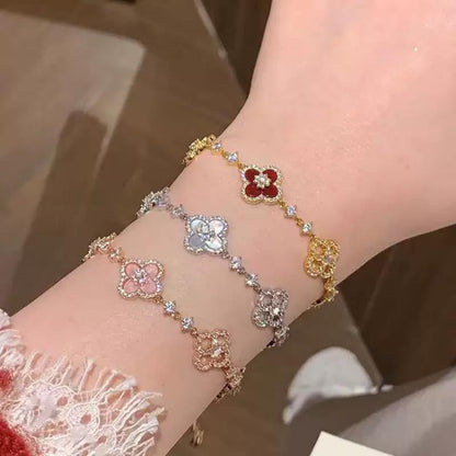 Lucky Four-Leaf Clover Hollow Adjustable Bracelet, New Luxury Bracelet, Charm Jewelry Gift, Exquisite Bracelet Holiday Gift