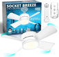 Bell+Howell Socket Breeze Modern Ceiling Fans with LED Lights, 10" LED E26/E27 Screw Base Mini Light Socket Fan with Cord for Bedroom, Living Room, Kitchen, Balcony