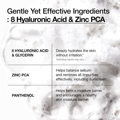 Anua Hydrating Gentle Foaming Cleanser, Hyaluronic Acid, Glycerin, Zinc, Panthenol, Korean Face Wash for Dry Skin, for Double Cleansing, Korean Skincare (150Ml/5.07Fl Oz.)