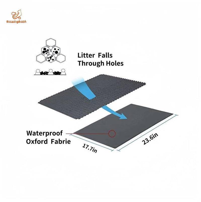 [Bb]Cat Litter Mat Double Layer Waterproof , Upgrade Waterproof Leakproof Back Layer, Honeycomb Trapping Mat, Washable, Easy to Clean, Scatter Control Kitty Litter Matt, Grey