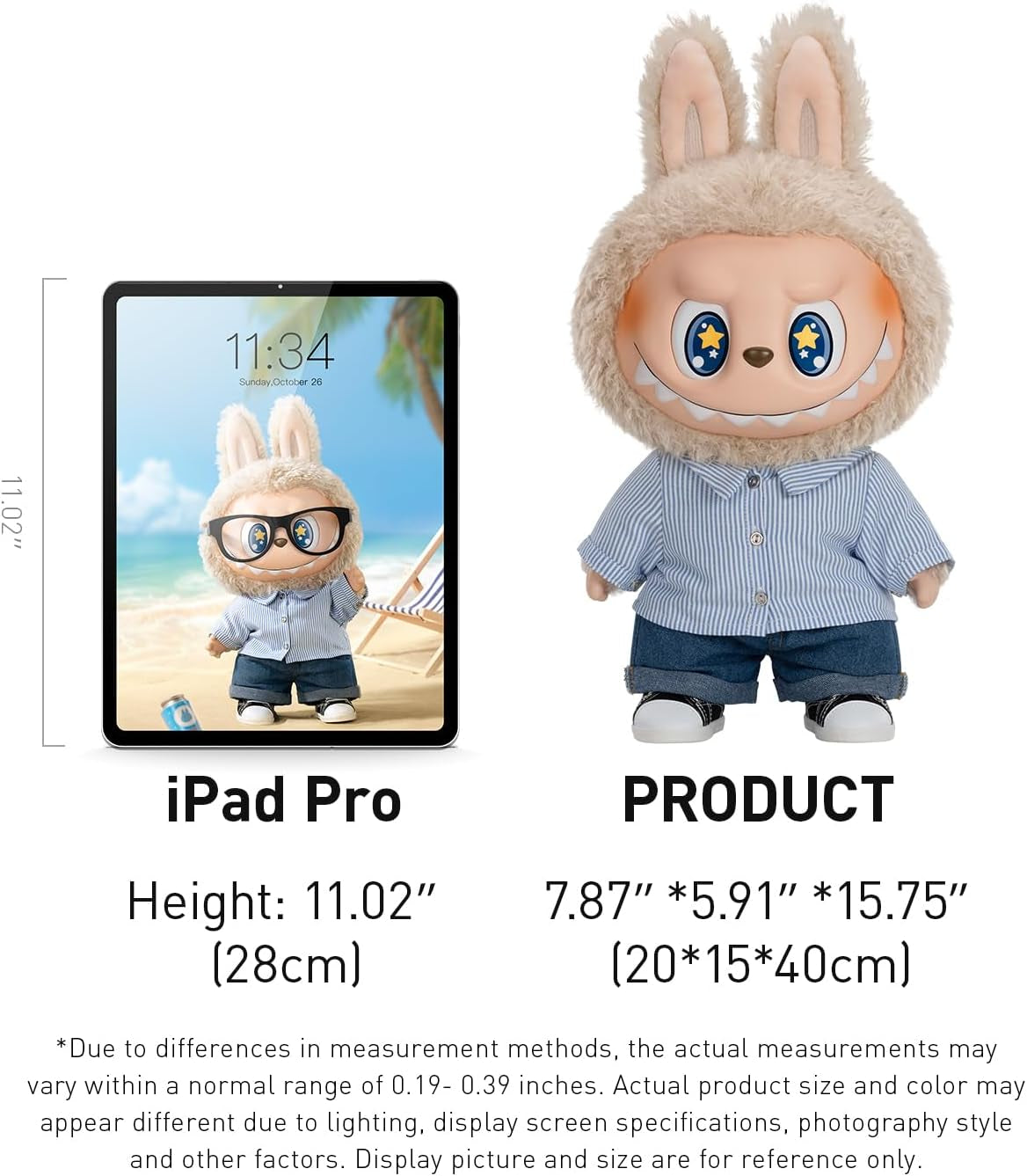 POP MART the Monsters - FLIP with ME Vinyl Plush Doll Action Figure, 15.75 Inches Height, Toys for Modern Home Decor, Collectible Toy Set for Desk Accessories, 1PC